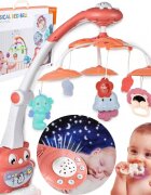 MalPlay Carusel muzical cu proiector pentru patut Pink Owl