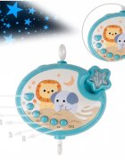 MalPlay Carusel muzical cu rotire 360 de grade cu pandantive colorate cronometru pronuntie numere in engleza cantece vesele proiector si Telecomanda Blue