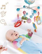MalPlay Carusel muzical cu rotire 360 de grade cu pandantive colorate cronometru pronuntie numere in engleza cantece vesele proiector si Telecomanda Blue