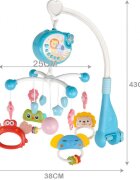 MalPlay Carusel muzical cu rotire 360 de grade cu pandantive colorate cronometru pronuntie numere in engleza cantece vesele proiector si Telecomanda Blue
