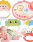 MalPlay Carusel muzical cu rotire 360 de grade cu pandantive colorate cronometru pronuntie numere in engleza cntece vesele proiector si Telecomanda Roz