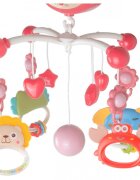 MalPlay Carusel muzical cu rotire 360 de grade cu pandantive colorate cronometru pronuntie numere in engleza cntece vesele proiector si Telecomanda Roz