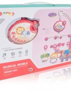 MalPlay Carusel muzical cu rotire 360 de grade cu pandantive colorate cronometru pronuntie numere in engleza cntece vesele proiector si Telecomanda Roz
