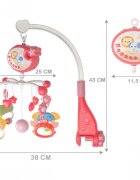 MalPlay Carusel muzical cu rotire 360 de grade cu pandantive colorate cronometru pronuntie numere in engleza cntece vesele proiector si Telecomanda Roz
