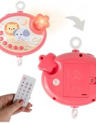 MalPlay Carusel muzical cu rotire 360 de grade cu pandantive colorate cronometru pronuntie numere in engleza cntece vesele proiector si Telecomanda Roz