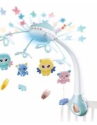 MalPlay Carusel muzical pentru copii cu 13 melodii rotire completa de 360 de grade 4 jucarii suspendate proiectii luminoase si telecomanda 56 x 40 x 43 cm blue