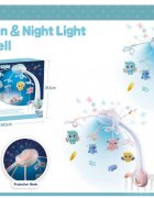 MalPlay Carusel muzical pentru copii cu 13 melodii rotire completa de 360 de grade 4 jucarii suspendate proiectii luminoase si telecomanda 56 x 40 x 43 cm blue