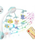 MalPlay Carusel muzical pentru copii cu 13 melodii rotire completa de 360 de grade 4 jucarii suspendate proiectii luminoase si telecomanda 56 x 40 x 43 cm blue