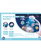 MalPlay Carusel muzical pentru copii cu 13 melodii rotire completa de 360 de grade 4 jucarii suspendate proiectii luminoase si telecomanda 56 x 40 x 43 cm Pink