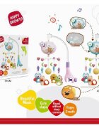 MalPlay Carusel muzical pentru patut copii Blue cu sistem de prindere universal si 5 pandative suspendate