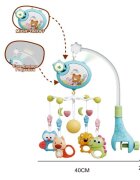MalPlay Carusel muzical pentru patut copii Blue cu sistem de prindere universal si 5 pandative suspendate
