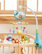 MalPlay Carusel muzical pentru patut copii Blue cu sistem de prindere universal si 5 pandative suspendate