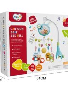 MalPlay Carusel muzical pentru patut copii Pink cu sistem de prindere universal si 5 pandative suspendate