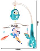 MalPlay Carusel muzical pentru patut rotativ 360 grade cu Zornaitori Cantece de leagan melodii in engleza si povesti controlat prin telecomanda 53 x 45 x 26.5 cm Bufnita