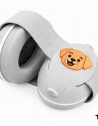 MalPlay Casti de protectie fonica pentru copii Grey Doggy 2-in-1 25dB ajustabile si ergonomice cu captuseala confortabila din PVC si PU in husa de transport marime S
