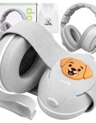 MalPlay Casti de protectie fonica pentru copii Grey Doggy 2-in-1 25dB ajustabile si ergonomice cu captuseala confortabila din PVC si PU in husa de transport marime S