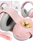 MalPlay Casti de protectie fonica pentru copii Pink Doggy 2-in-1 25dB ajustabile si ergonomice cu captuseala confortabila din PVC si PU in husa de transport marime S