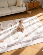 MalPlay Covoras de joaca pliabil cu doua fete din spuma XPE dimensiune 180 x 200 structura antiderapanta husa de transport cu fermoar inclusa