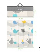 MalPlay Covoras de joaca pliabil din spuma XPE cu doua fete Mativo Whale dimensiune 120 x 120 cm include husa de transport cu fermoar si manere