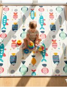MalPlay Covoras de joaca rulabil cu doua fete Mativo Rollo dimensiune 180 x 200 cm din spuma XPE 15 cm grosime include husa cu maner pentru depozitare