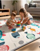 MalPlay Covoras de joaca rulabil cu doua fete Mativo Rollo dimensiune 180 x 200 cm din spuma XPE 15 cm grosime include husa cu maner pentru depozitare
