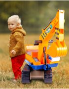 MalPlay Excavator copii fara pedale King Kong Yellow cupa mobila si Casca lungime 63 cm recomandat copiilor de la 3 ani si cu o greutate maxima de 15 kg