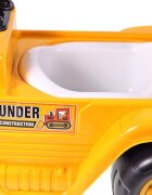 MalPlay Excavator copii fara pedale Rutschauto Galben actionat cu picioarele cupa mobila spatiu depozitare greutate maxima suportata 25 kg