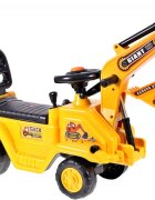 MalPlay Excavator copii fara pedale Rutschauto Galben actionat cu picioarele cupa mobila spatiu depozitare greutate maxima suportata 25 kg