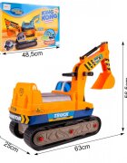 MalPlay Excavator cu Senile pentru copii Yellow cupa mobila casca actionat cu picioarele lungime 63 cm recomandat copiilor de la 3 ani si cu o greutate maxima de 15 kg
