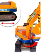 MalPlay Excavator cu Senile pentru copii Yellow cupa mobila casca actionat cu picioarele lungime 63 cm recomandat copiilor de la 3 ani si cu o greutate maxima de 15 kg