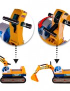 MalPlay Excavator cu Senile pentru copii Yellow cupa mobila casca actionat cu picioarele lungime 63 cm recomandat copiilor de la 3 ani si cu o greutate maxima de 15 kg