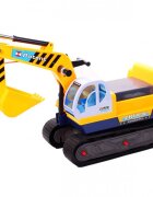 MalPlay Excavator cu Senile pentru copii Yellow cupa mobila casca actionat cu picioarele lungime 63 cm recomandat copiilor de la 3 ani si cu o greutate maxima de 15 kg