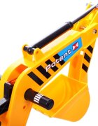 MalPlay Excavator cu Senile pentru copii Yellow cupa mobila casca actionat cu picioarele lungime 63 cm recomandat copiilor de la 3 ani si cu o greutate maxima de 15 kg