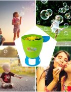 MalPlay Jucarie generatoare de baloane din sapun cu baterii 8 orificii de redare si lichid inclus Blue Barrel