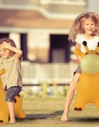 MalPlay Jucarie gonflabila din cauciuc de sarit pentru copii cu pompa inclusa utilizare versatila portabila dimensiune 46 x 55 x 25 cm yellow giraffe