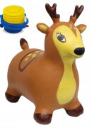 MalPlay Jucarie gonflabila pentru copii Brown Reindeer din cauciuc rezistent cu pompa inclusa dimensiune 50 x 52 x 26 cm