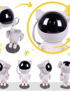 MalPlay Lampa de veghe pentru copii cu 8 moduri de proiectie LED rotire 360 si telecomanda inclusa functie cronometru Astronaut Interstelar