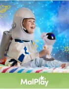 MalPlay Lampa de veghe pentru copii cu 8 moduri de proiectie LED rotire 360 si telecomanda inclusa functie cronometru Astronaut Interstelar