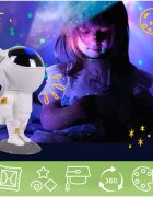 MalPlay Lampa de veghe pentru copii cu 8 moduri de proiectie LED rotire 360 si telecomanda inclusa functie cronometru Astronaut Interstelar