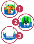 MalPlay Leagan modular 3 in 1 pentru copii multicolor cu spatar si bara de protectie detasabile prevazut cu centura si corzi de 100cm lungime 32 x 18 x 39.5 cm