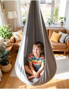 MalPlay Leagan suspendabil tip cocon pentru copii Nesto Grey cu perna gonflabila din PVC maxim 60 kg de la 3 ani dimensiune 70 x 150 cm