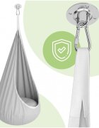 MalPlay Leagan suspendabil tip cocon pentru copii Nesto Grey cu perna gonflabila din PVC maxim 60 kg de la 3 ani dimensiune 70 x 150 cm