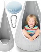 MalPlay Leagan suspendabil tip cocon pentru copii Nesto Grey cu perna gonflabila din PVC maxim 60 kg de la 3 ani dimensiune 70 x 150 cm