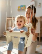 MalPlay Leagan suspendat pentru bebelusi Malo Beige cu pernute confortabile si centuri de siguranta din panza bumbac design versatil varsta 12-36 luni maxim 60 kg
