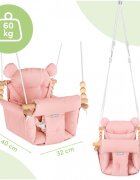 MalPlay Leagan suspendat pentru bebelusi Malo Pink cu pernute confortabile si centuri de siguranta din panza bumbac design versatil varsta 12-36 luni maxim 60 kg