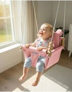 MalPlay Leagan suspendat pentru bebelusi Malo Pink cu pernute confortabile si centuri de siguranta din panza bumbac design versatil varsta 12-36 luni maxim 60 kg