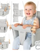 MalPlay Leagan suspendat pentru bebelusi Malo Wave Grey cu pernute confortabile si centuri de siguranta din panza bumbac design versatil varsta 12-36 luni maxim 60 kg