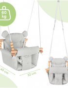 MalPlay Leagan suspendat pentru bebelusi Malo Wave Grey cu pernute confortabile si centuri de siguranta din panza bumbac design versatil varsta 12-36 luni maxim 60 kg
