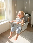 MalPlay Leagan suspendat pentru bebelusi Malo Wave Grey cu pernute confortabile si centuri de siguranta din panza bumbac design versatil varsta 12-36 luni maxim 60 kg