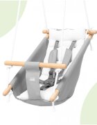 MalPlay Leagan suspendat pentru bebelusi Wave Grey sezut moale confortabil cu spatar centuri de siguranta in 5 puncte design versatil varsta 12-36 luni maxim 60 kg 70 x 44.5 x 28 cm